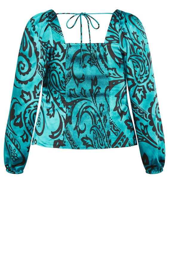 Sienna Print Top - peacock, GREEN, alternate image number null