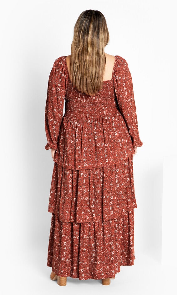 Dahlia Tiered Maxi Dress - spice, ORANGE, alternate image number null