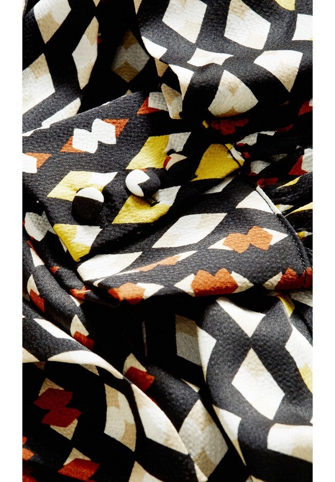 Genevieve Print Dress - black, ORANGE, alternate image number null