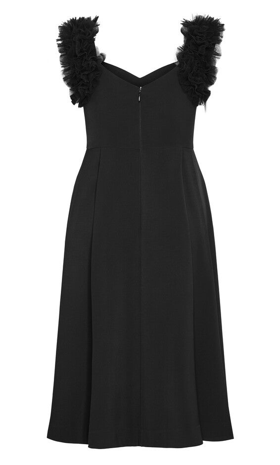 Roselyn Ruffle Tulle Midi Dress - black, BLACK, alternate image number null