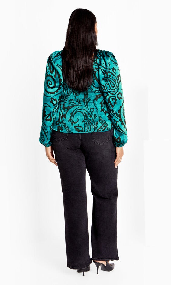 Sienna Print Top - peacock, GREEN, alternate image number null