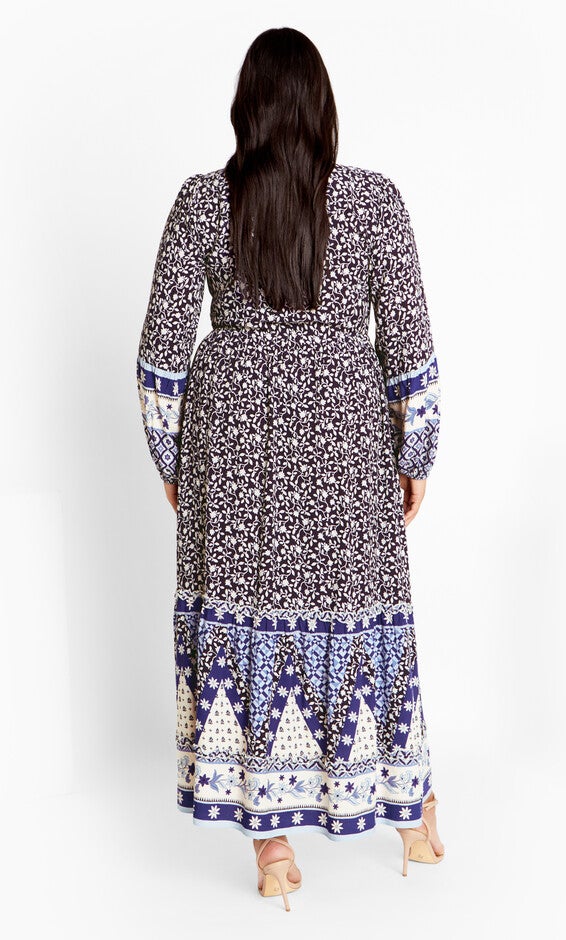 Faith Placement Maxi Dress - navy, BROWN, alternate image number null