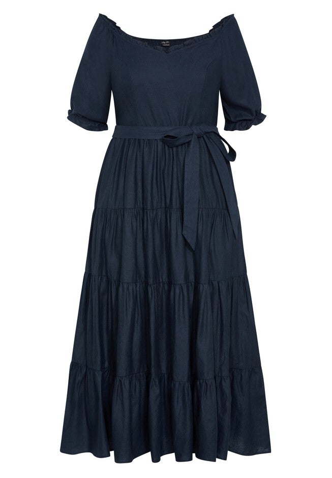 Puff Sleeve Maxi Dress - navy, BLUE, alternate image number null