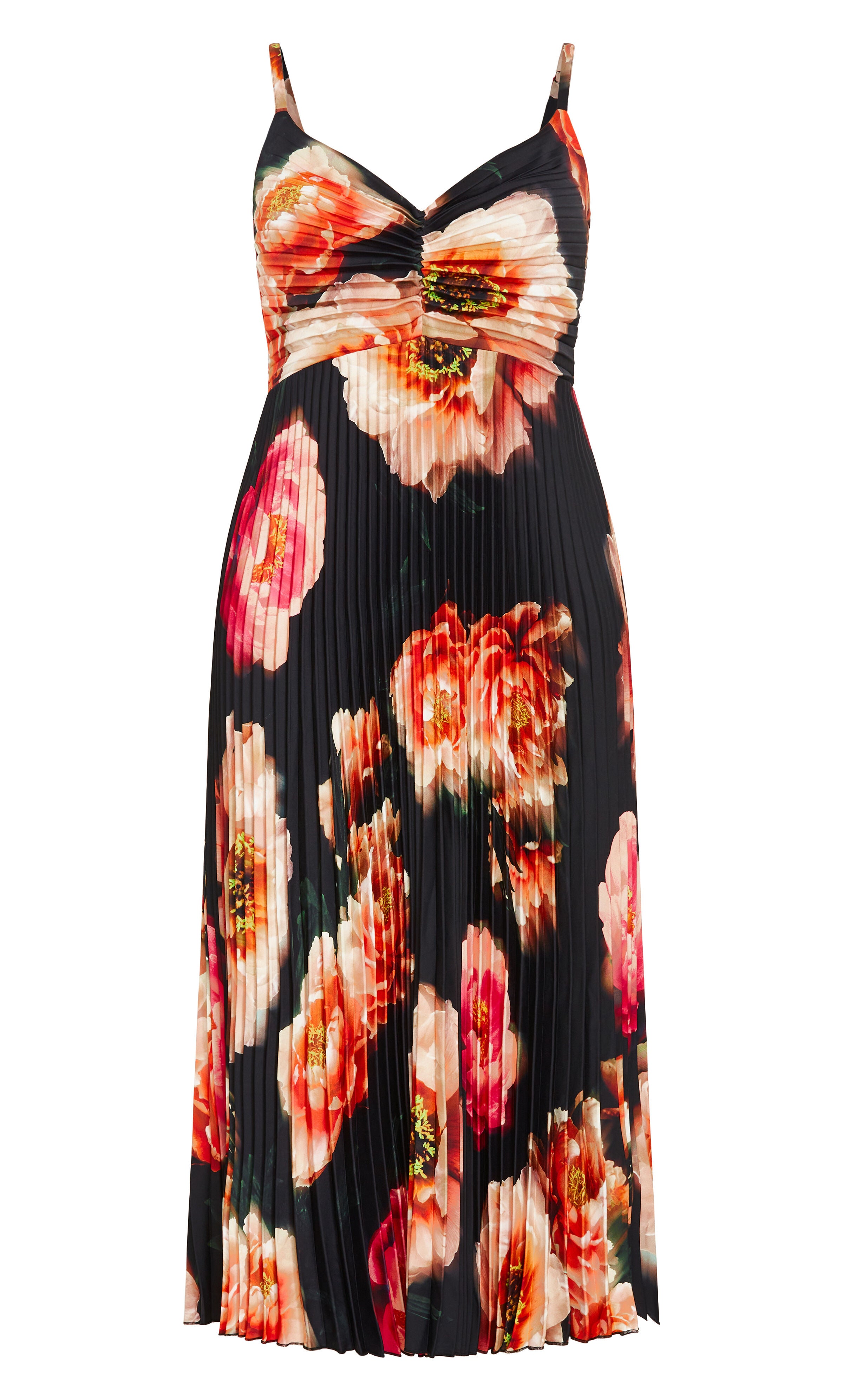 Ariana Print Pleat Dress - black, BLACK, alternate image number 2