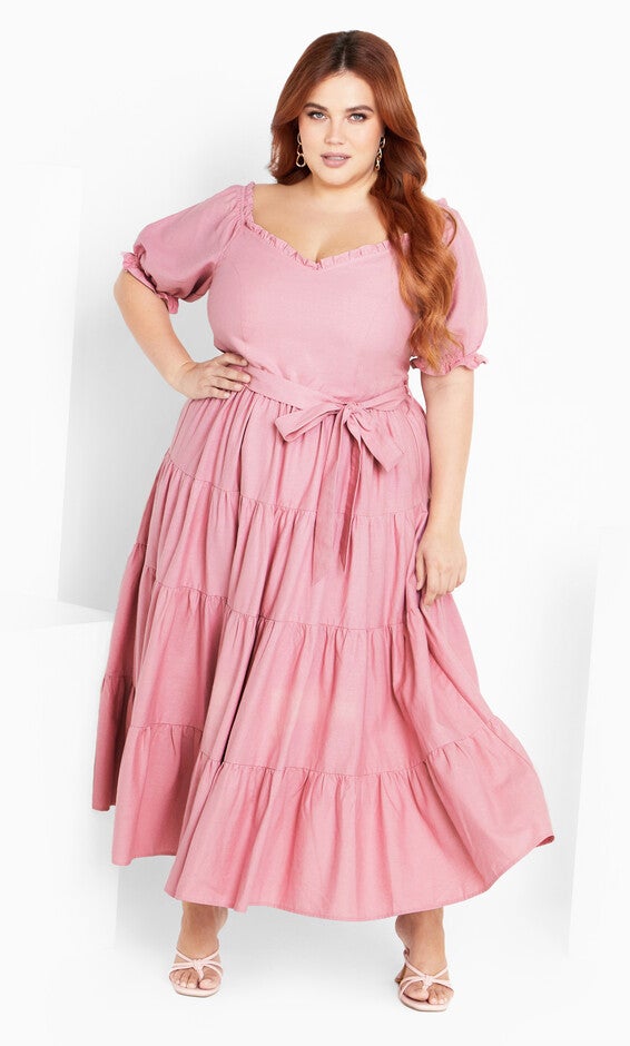 Puff Sleeve Maxi Dress - blush, BLUSH, alternate image number null