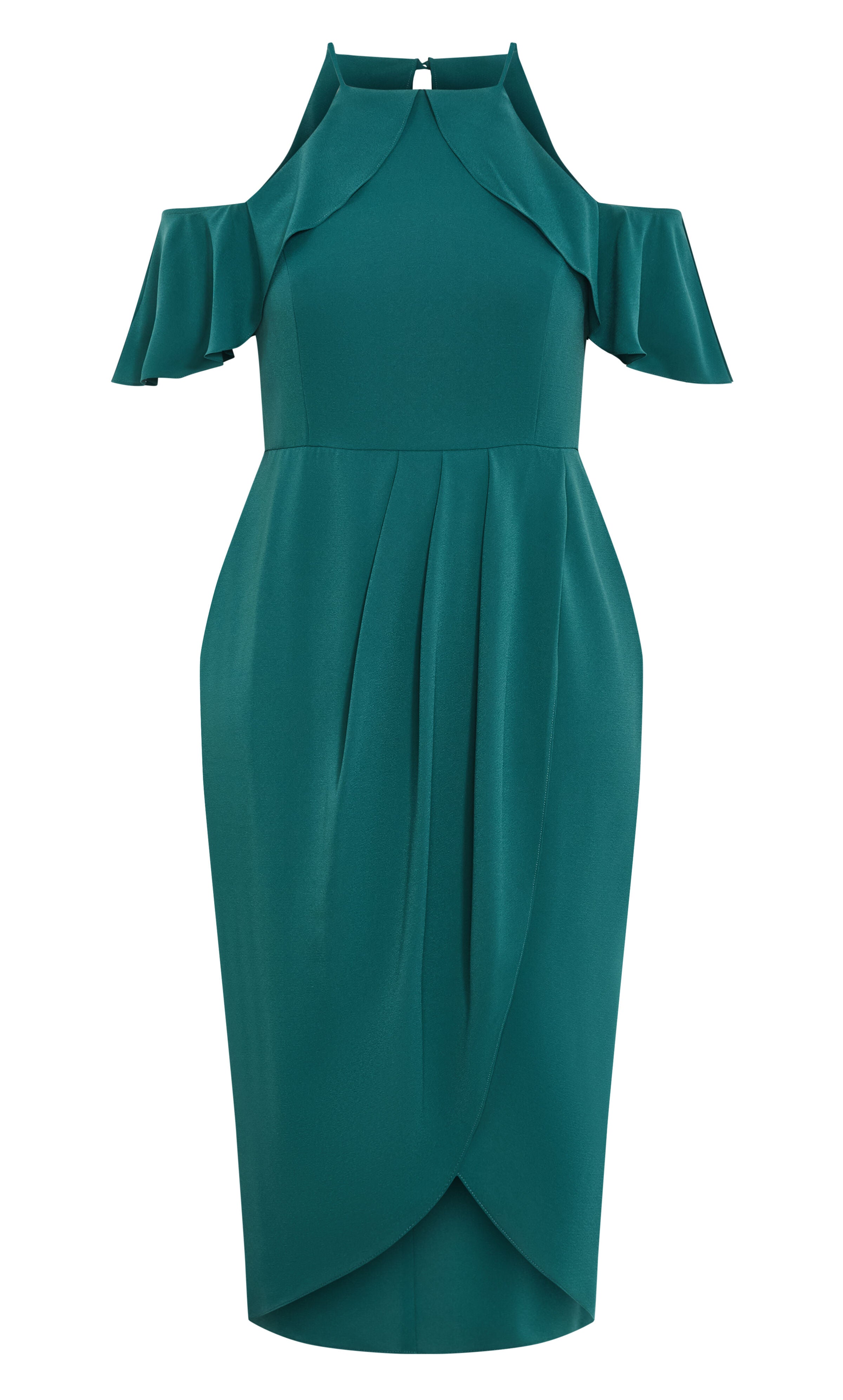 Love Siren Ruffle Shoulder Dress - forest green, GREEN, alternate image number 4