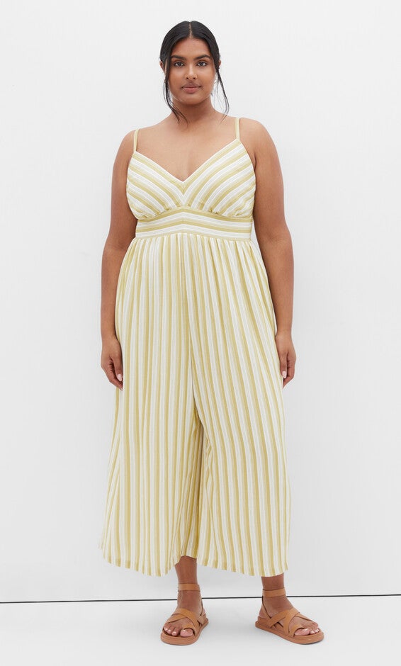 Lara Stripe Jumpsuit - khaki, YELLOW, alternate image number null