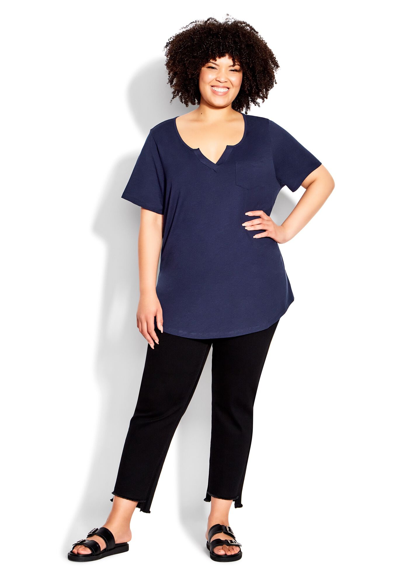 Split Neck Top | OneStopPlus