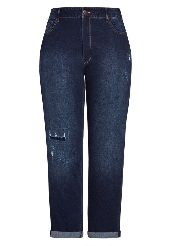 Girlfriend Rip Jean, DARK WASH, alternate image number null