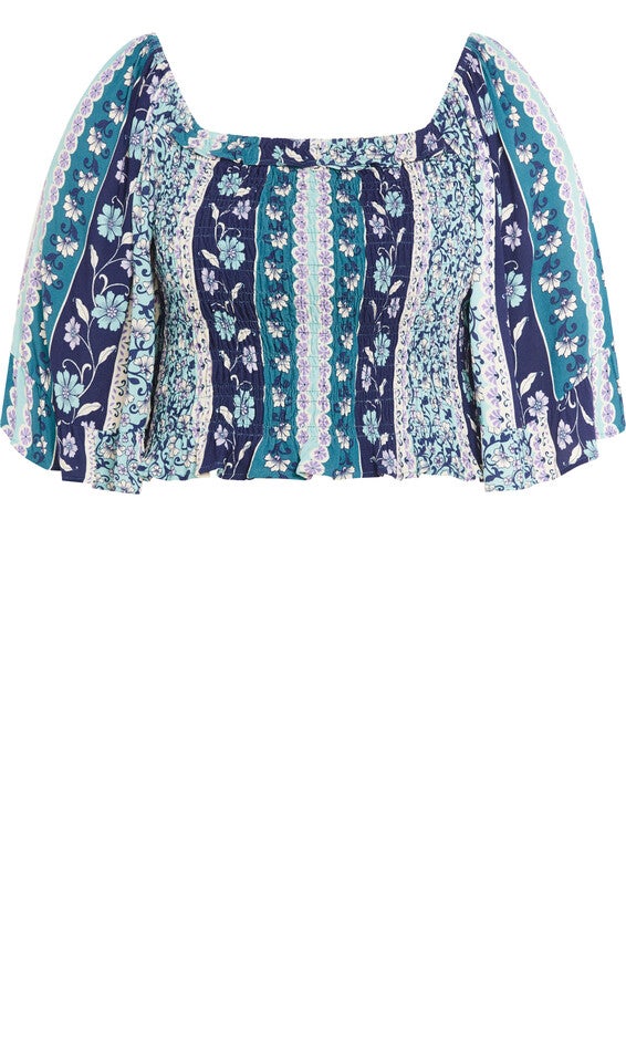 Samara Print Top - teal, BLUE, alternate image number 3