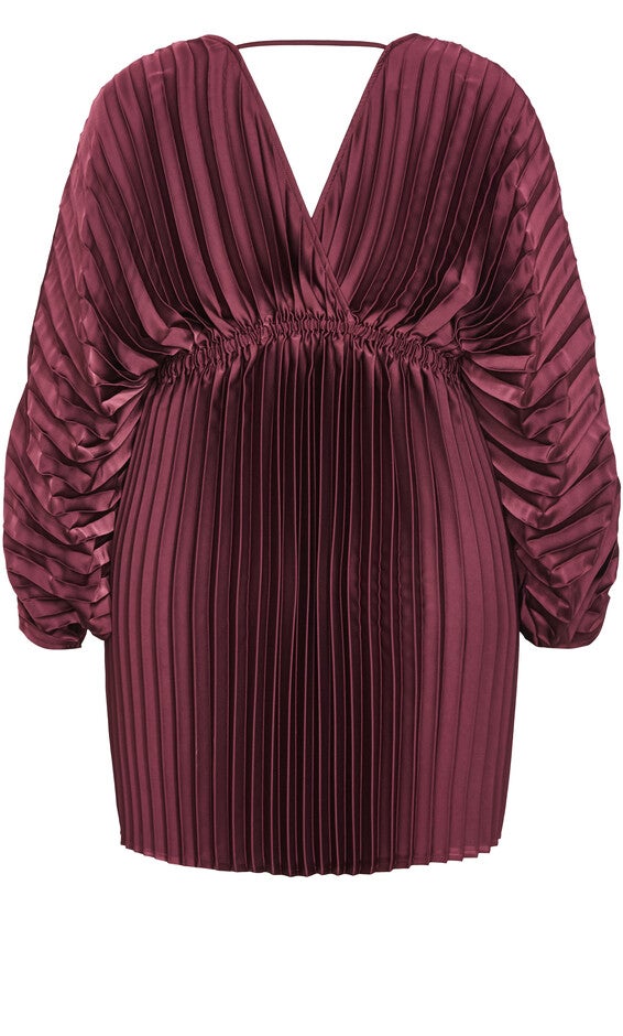 Chloe Pleat Dress - burgundy, RED, alternate image number 5