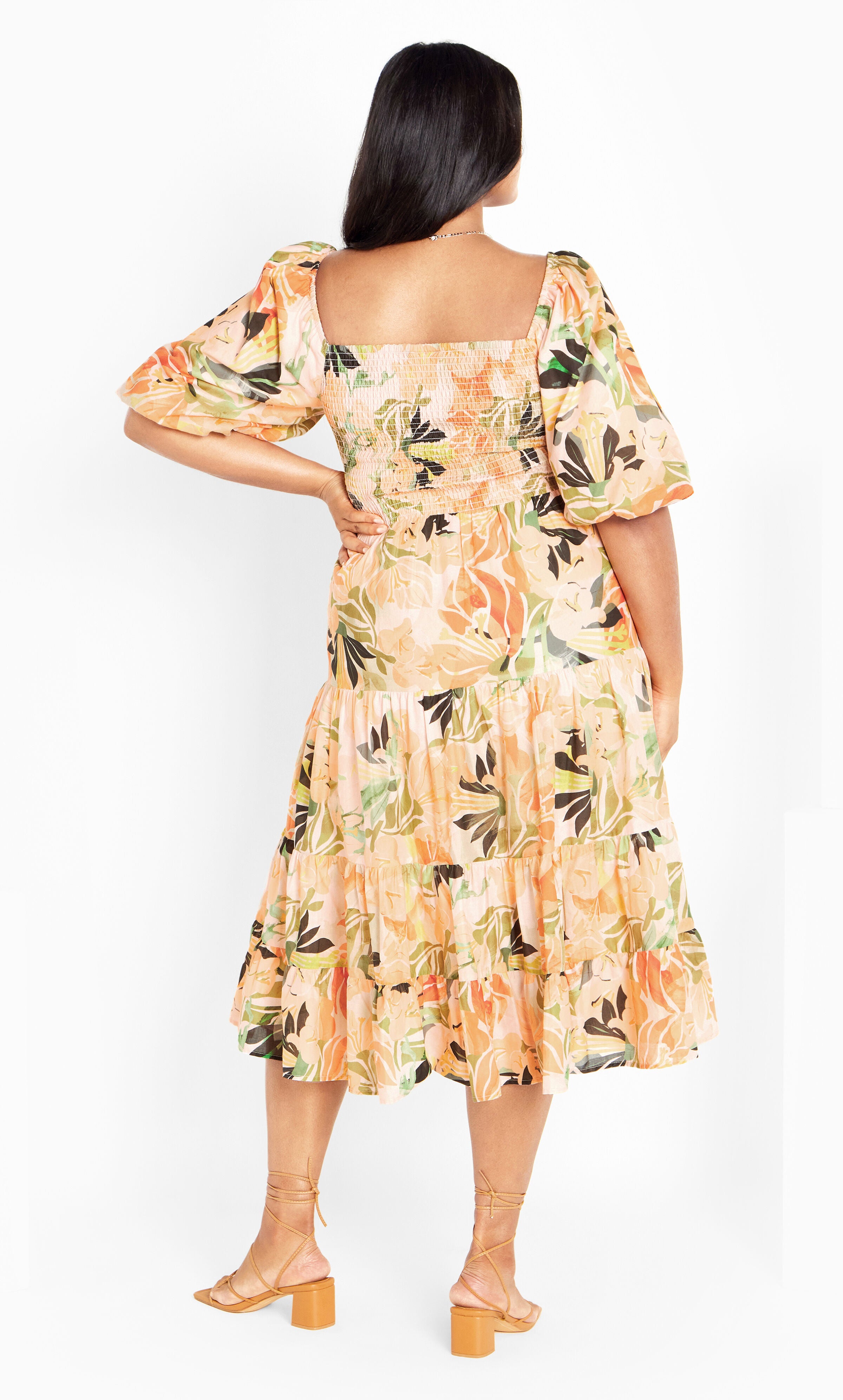 Ariella Puff Sleeves Tier Print Dress - miami, MIAMI, alternate image number 2