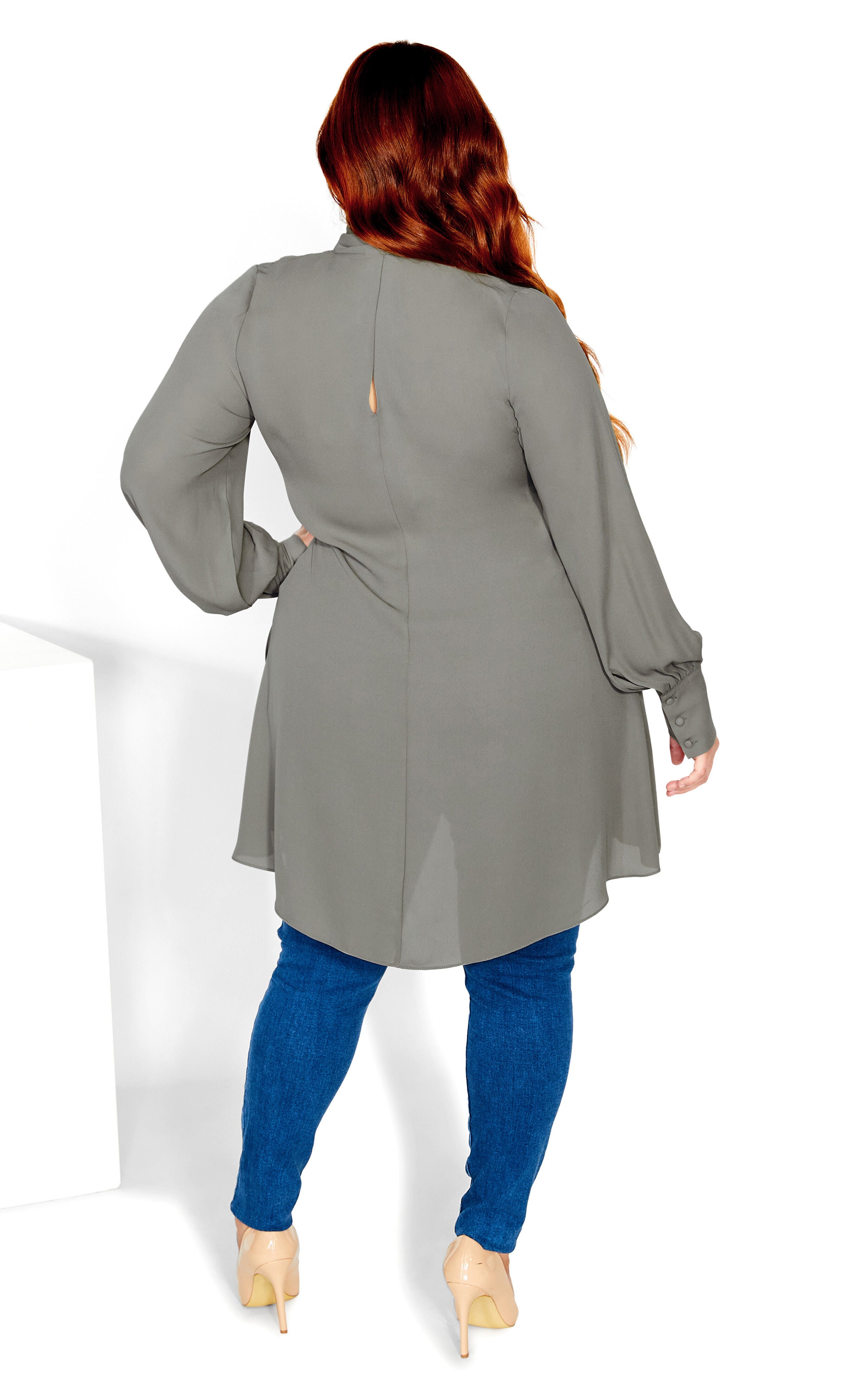 Neck Tie Tunic - fern, GRAY, alternate image number 3