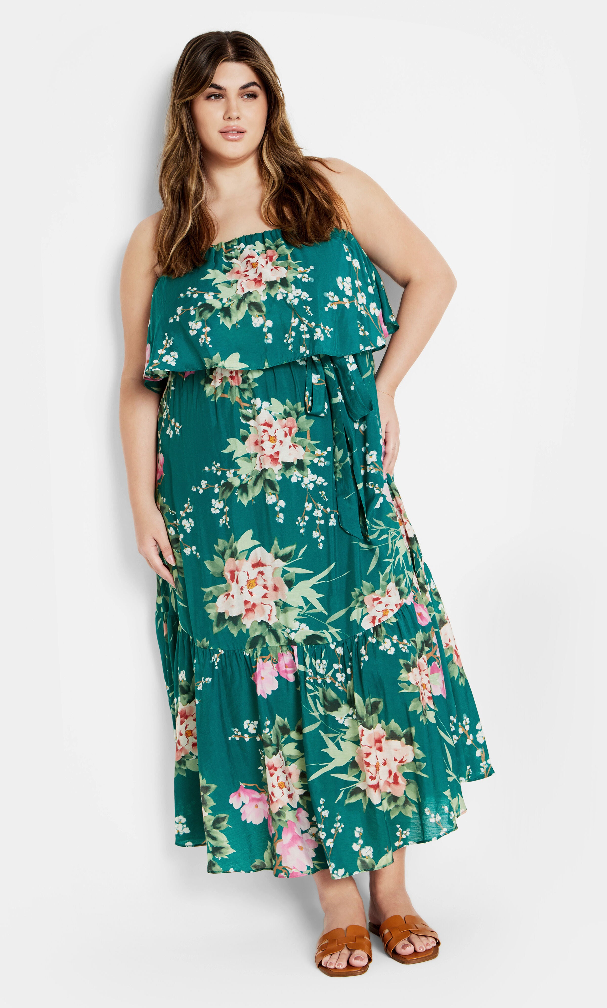 Pia Print Maxi Dress - jade, GREEN, alternate image number 3