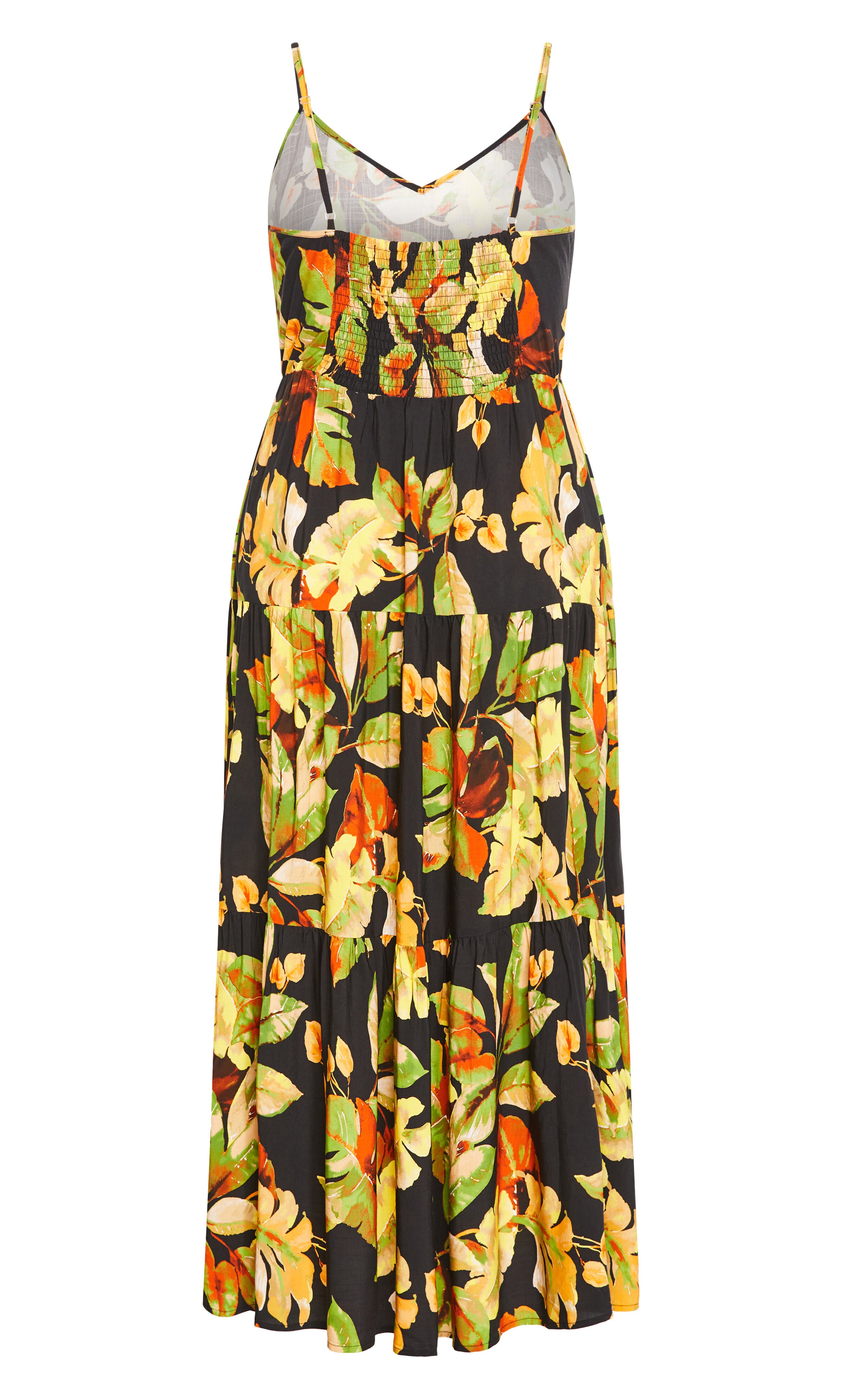 Oasis Tropical Maxi Dress - foliage leaves print, ORANGE, alternate image number 4
