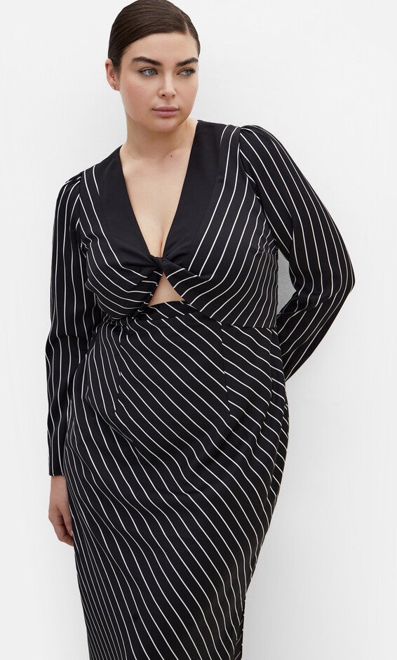 Enya Border Dress - ivory, BLACK, alternate image number 1