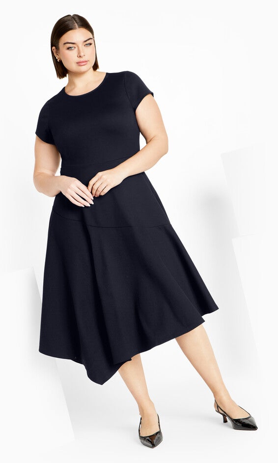 Ponte Flare Dress - navy, NAVY, alternate image number null
