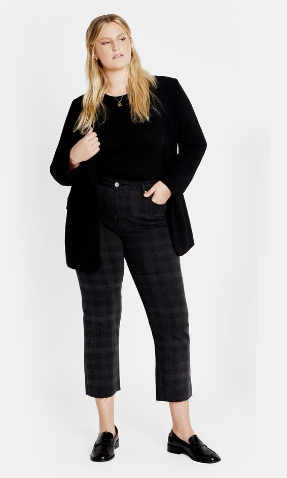 Harley Baylee Straight Jean - grey check, GRAY, hi-res image number 0