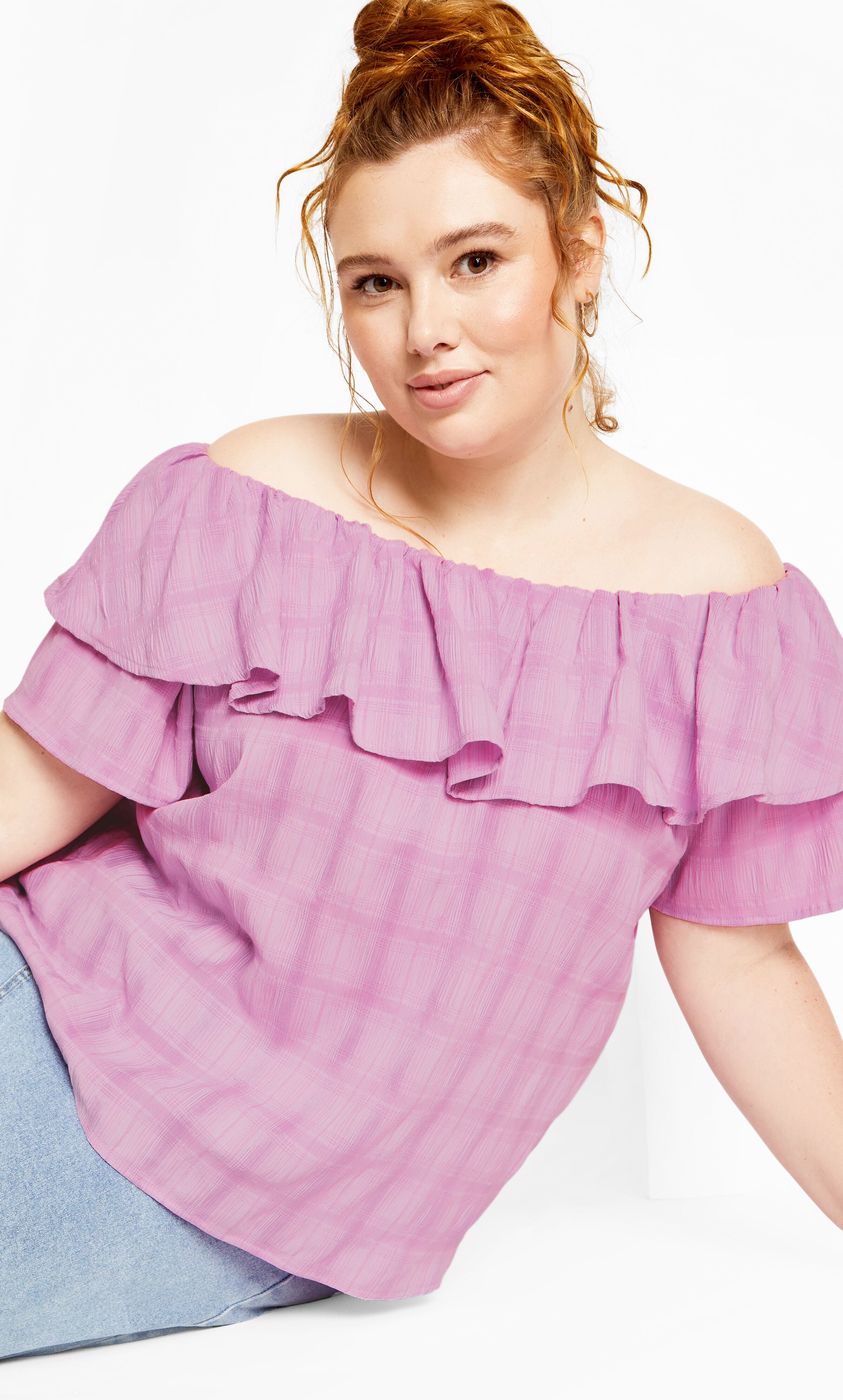 Christy Off Shoulder Top - violet, PURPLE, hi-res image number 0