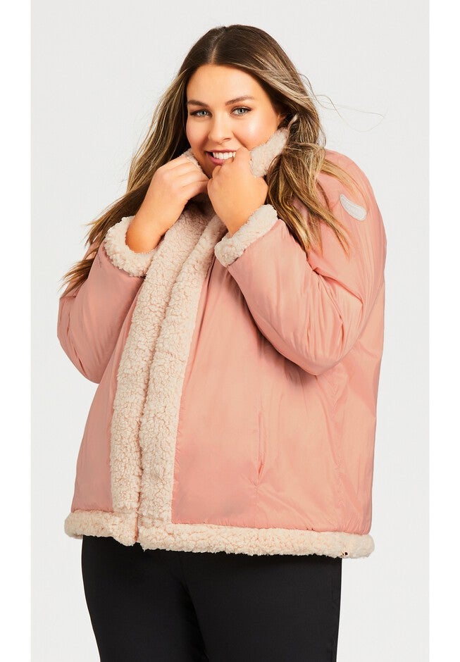 Sketchers Cozy Fleece Reversible Jacket, PINK, alternate image number null