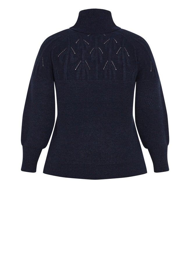 Elsa Pom Pom Sweater, NAVY, alternate image number null