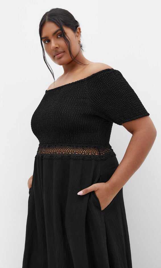 Aura Midi Dress - black, BLACK, alternate image number 1