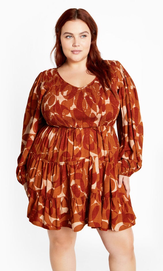 Jemma Mini Print Dress - amber multi, AMBER, hi-res image number 0