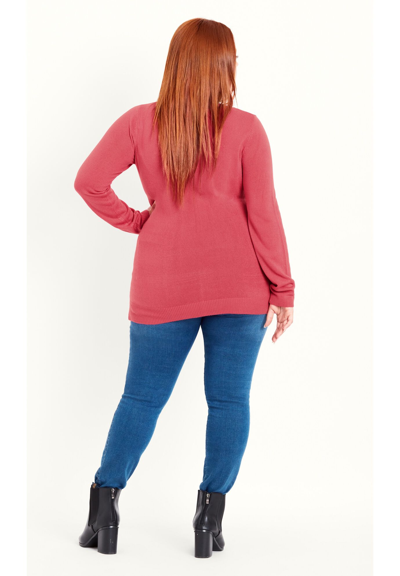 V Neck Sweater, PINK, alternate image number 3
