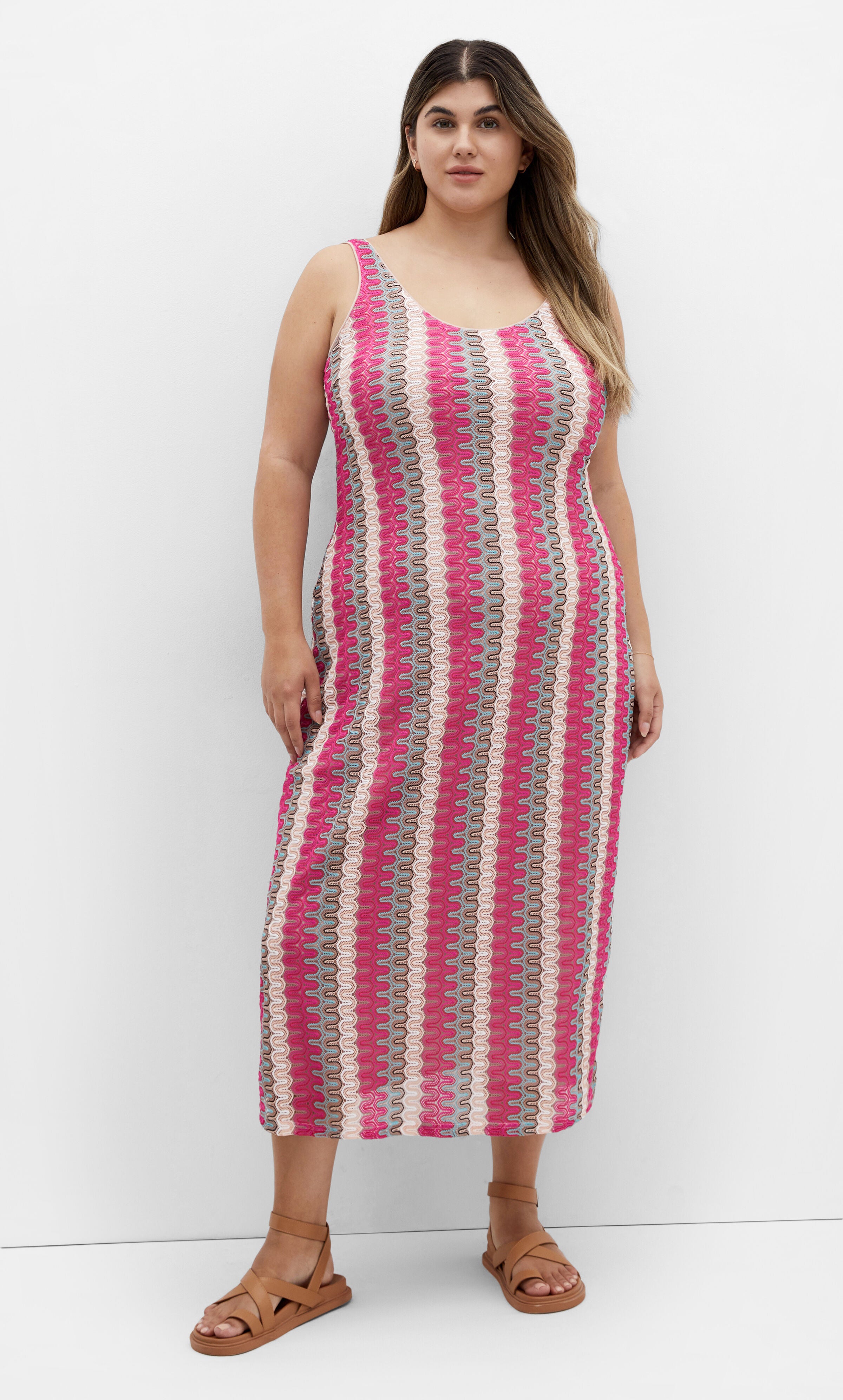 Leilani Stripe Dress - pink, ORANGE, alternate image number 1