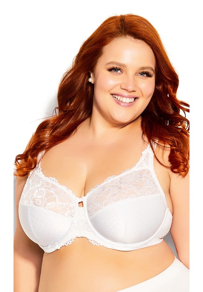 Lace Underwire Bra, WHITE, hi-res image number 0