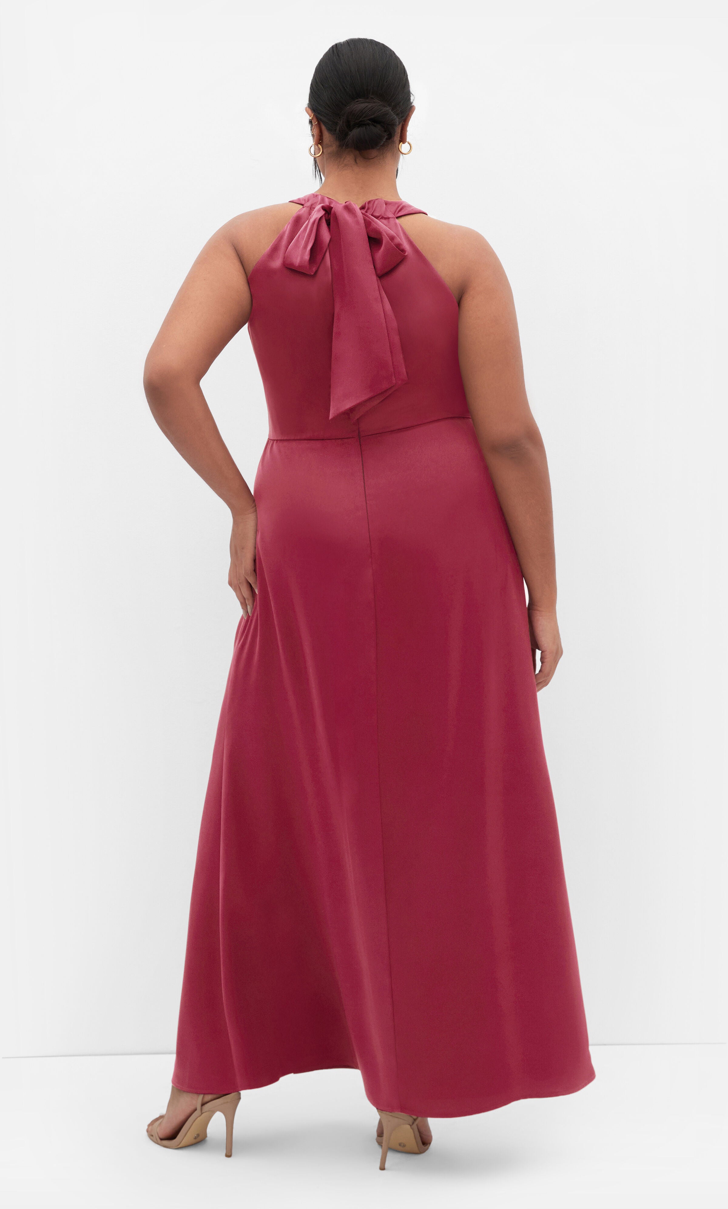 Celina Halter Maxi Dress - bordeaux, RED, alternate image number 2