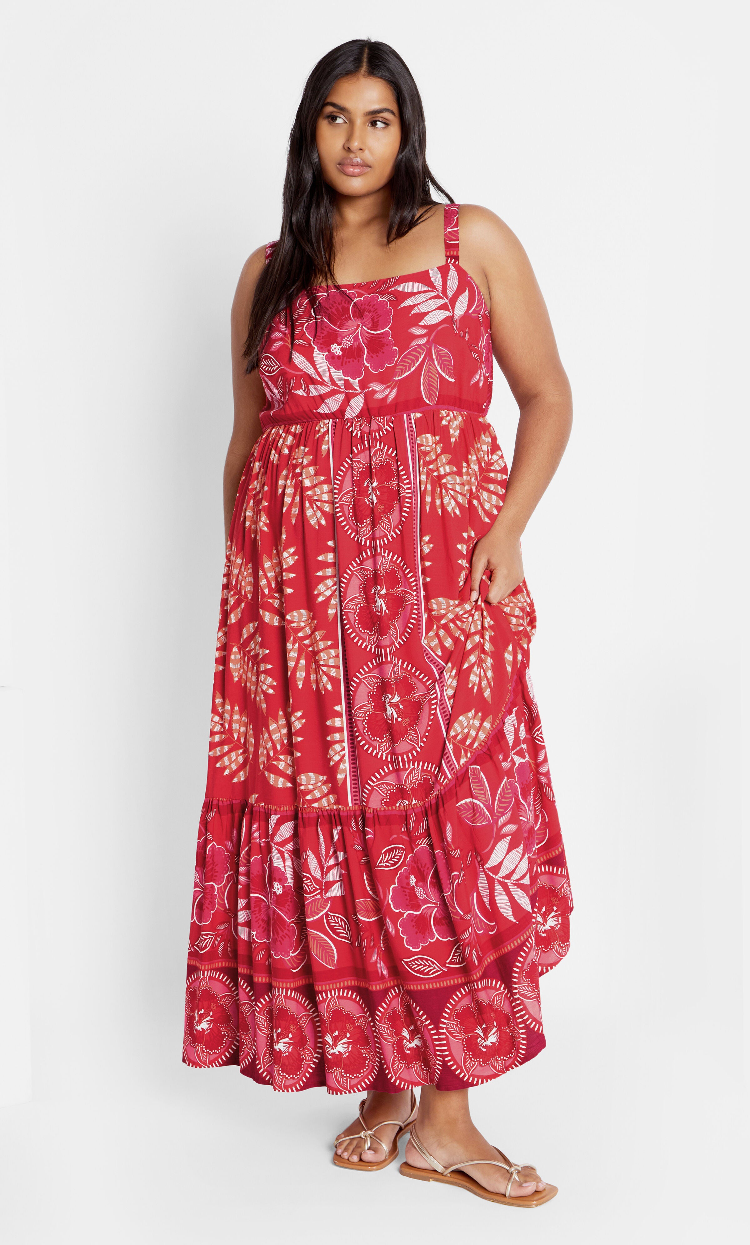 Eden Placement Maxi Dress - hibiscus, PINK, hi-res image number 0