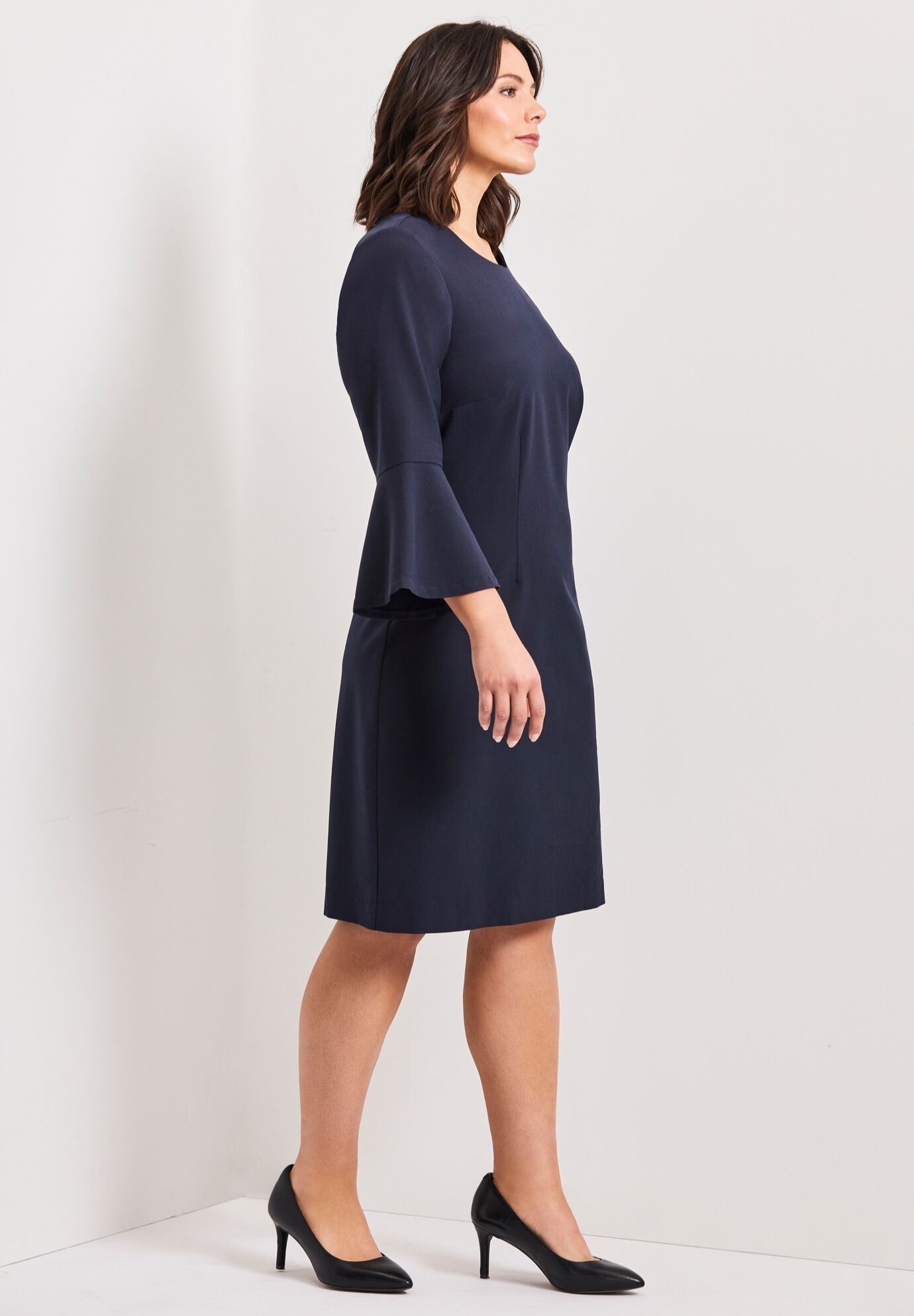 Cool Hand Bell Sleeve Dress, NAVY, alternate image number 3