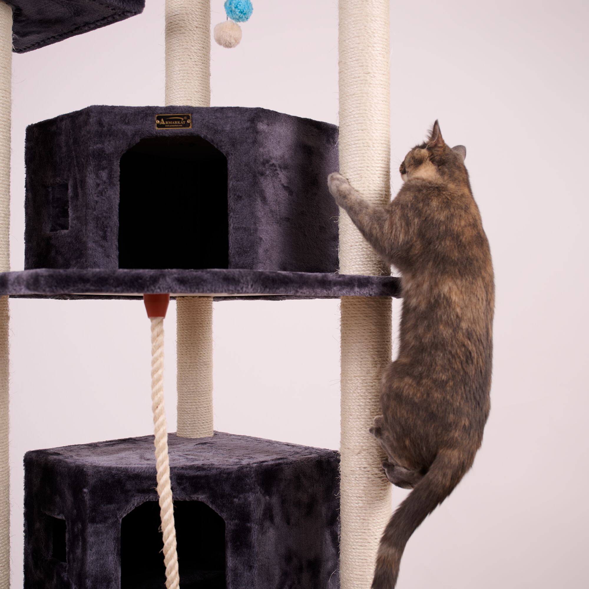 82 Inches Multi-Level Big Cat Tree. Tall Multi-Cats Tower with 2 Big Cat Condos A8202, DARK GRAY, alternate image number 3