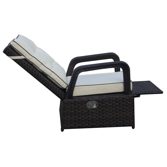 Brusell Outdoor Wicker Recliner Patio Chair With Cushions Patio Chair, , alternate image number null