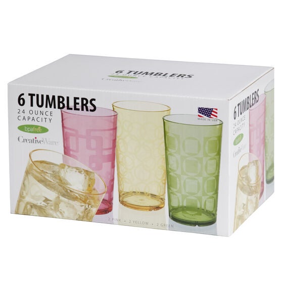 Creative Ware 6 Piece 24 oz Tumbler Set, ASSORTED, hi-res image number null