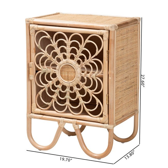 Acelin Modern Bohemian Natural Brown Rattan Nightstand, , alternate image number 8