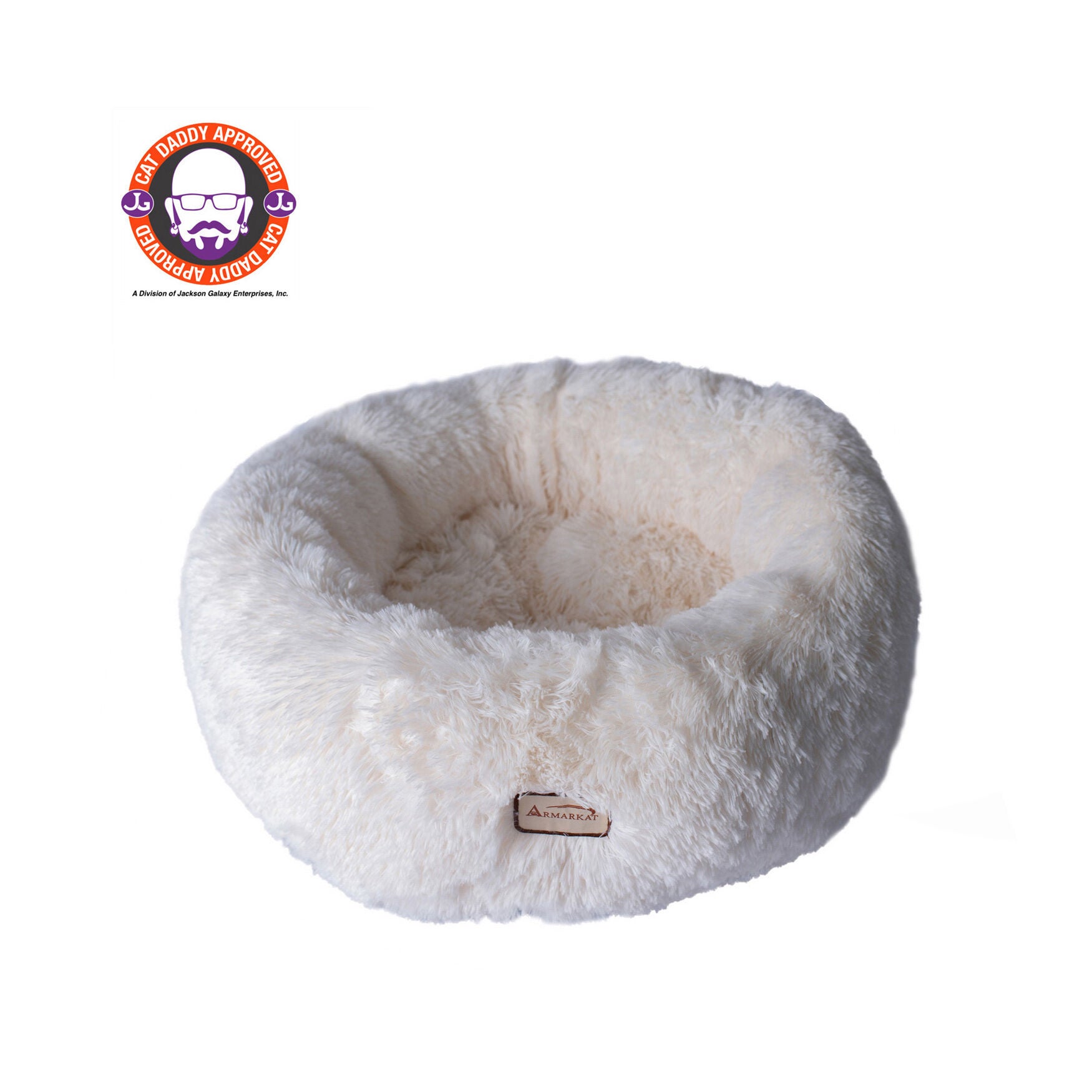 Ultra Plush Cat Dog Cuddler Bed, WHITE, hi-res image number 0