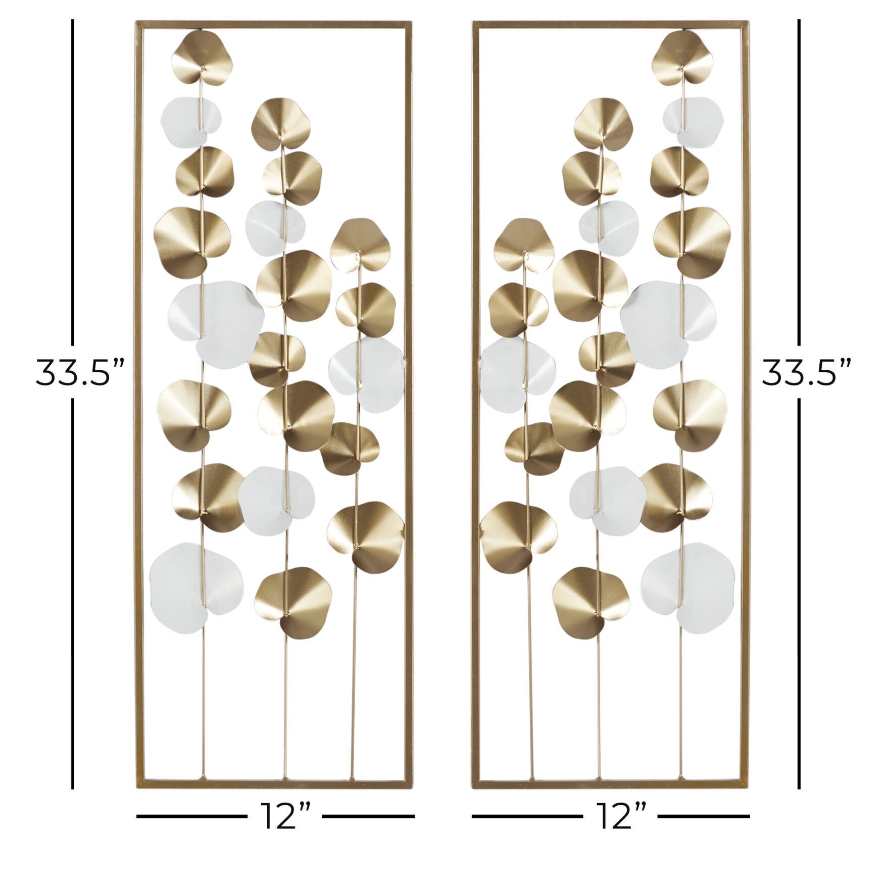 Set Of 2 Gold Metal Floral Wall Decor, , alternate image number 6