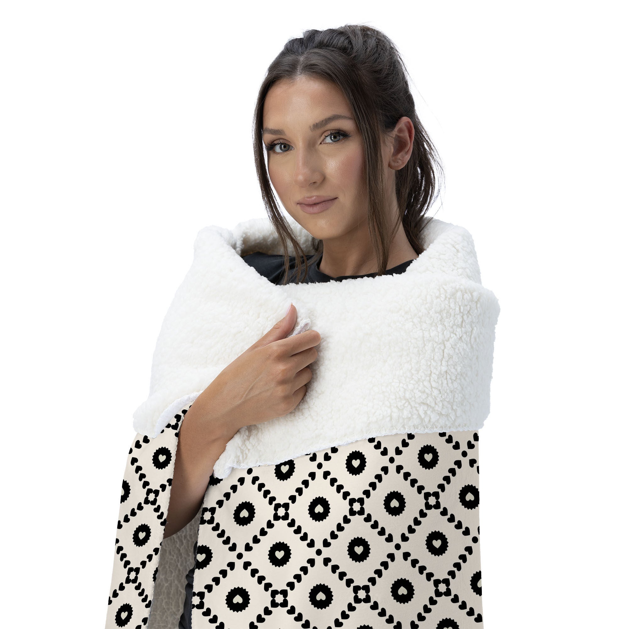 Valentine's Day Black Hearts Silk Touch Sherpa Throw Blanket 50x60 Inches, BLACK HEARTS, alternate image number 2