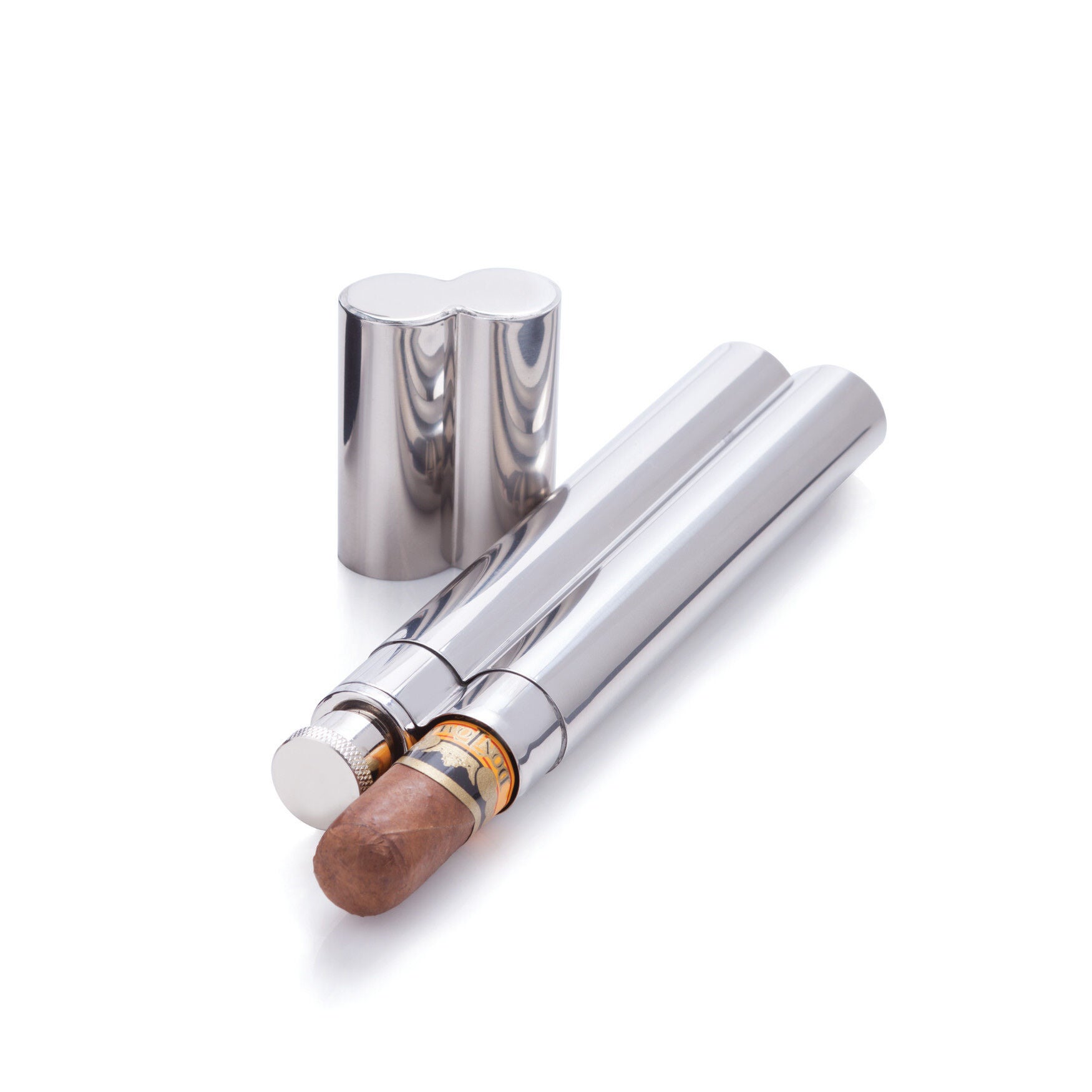 Stainless Steel Cigar Holder And 2 Oz Flask, , alternate image number 2