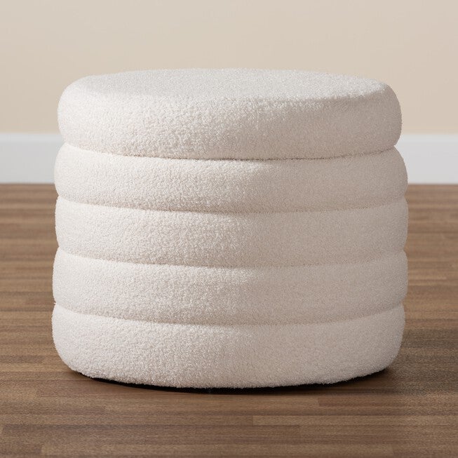 Tabitha Modern And Contemporary Ivory Boucle Upholstered Storage Ottoman, , alternate image number 6