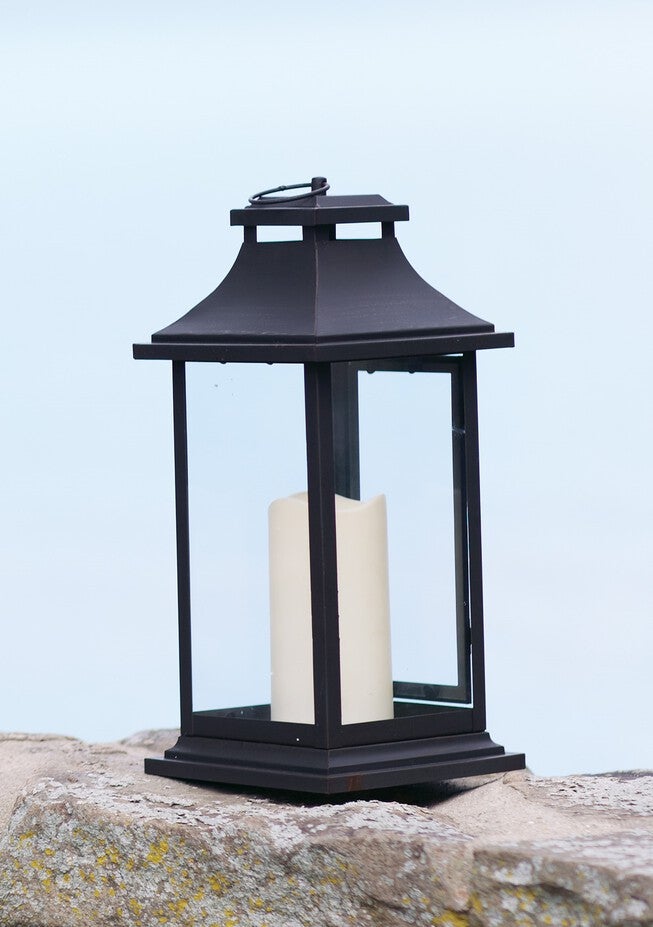 Traditional Black Lantern with LED Candle (Set of 2), BLACK, hi-res image number null
