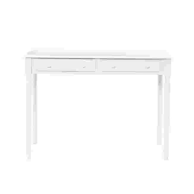 Close-up of white desk top and drawers