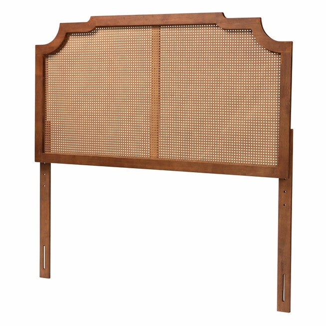Fortuna Classic And Traditional Grey Fabric And Walnut Brown Finished Wood King Size Headboard, ASH WALNUT, hi-res image number 0