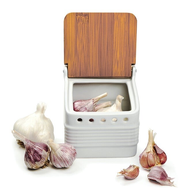 Stoneware Garlic Keeper - White, , alternate image number null