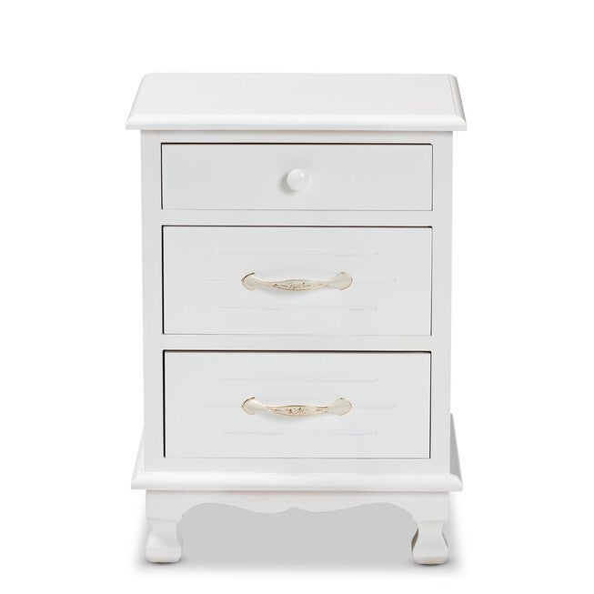 Layton Classic And Traditional White Finished Wood 3-Drawer Nightstand, , alternate image number null