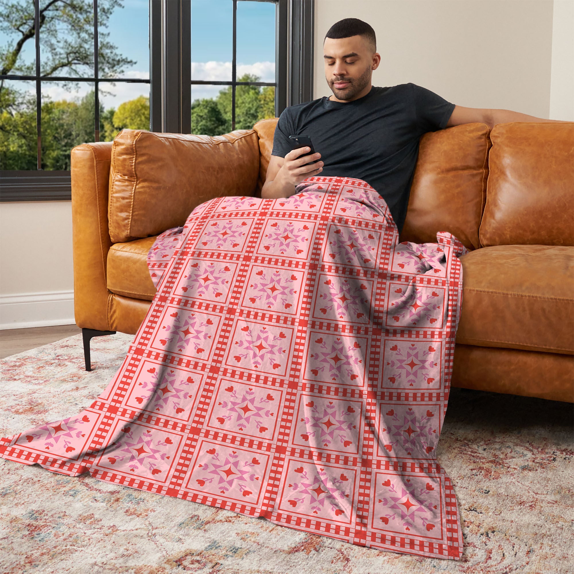 Valentine's Day Quilted Silk Touch Throw Blanket 50x60 Inches, RED, alternate image number 2