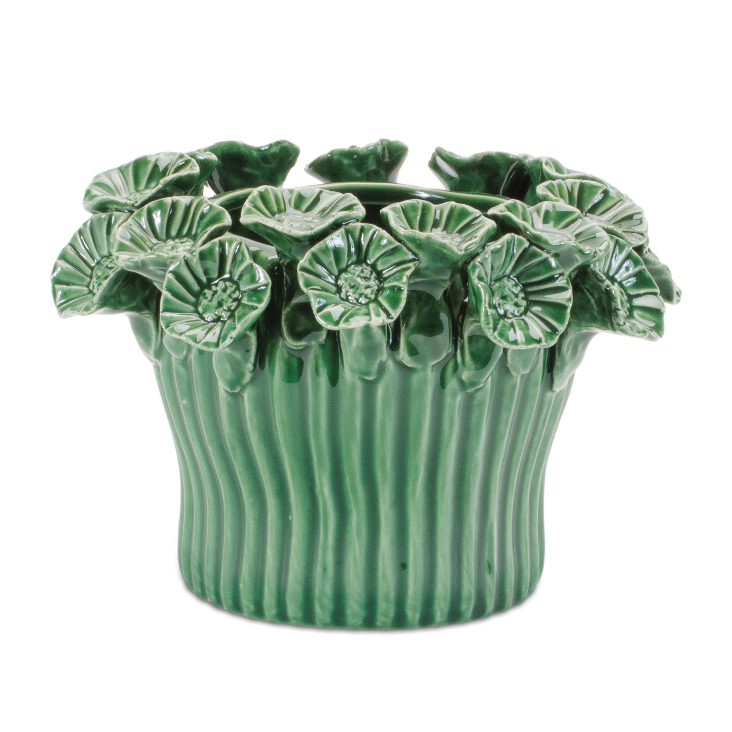 Storeware Bud Vase with Floral Accent Set of 2, GREEN, hi-res image number 0