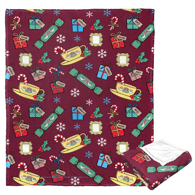 Wb Friends Christmas Pattern Silk Touch Throw Blanket, O, hi-res image number null